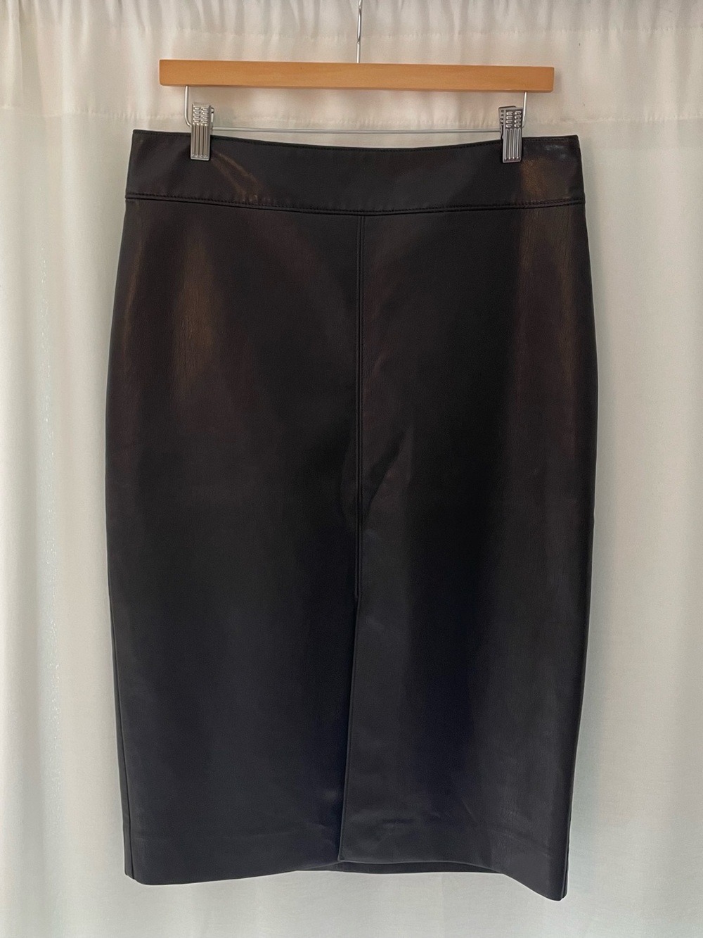 Babaton Aritzia vegan leather pencil skirt dark brown women’s 12 midi high waist
